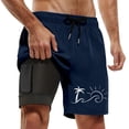 thumbnail image 5 of FUZHIQ Men Plus Size Shorts Loose Fit Solid Color Quick Dry Pool Swimming Trunks with Compression Liner Stretch Fabric Swimwear Bathing Suits,S, 5 of 5