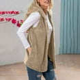 thumbnail image 6 of Brglopf Womens Fuzzy Sherpa Fleece Vest with Hood Open Front Sleeveless Long Cardigan Jackets Winter Warm Lightweight Fall Outerwear(Khaki,S), 6 of 9