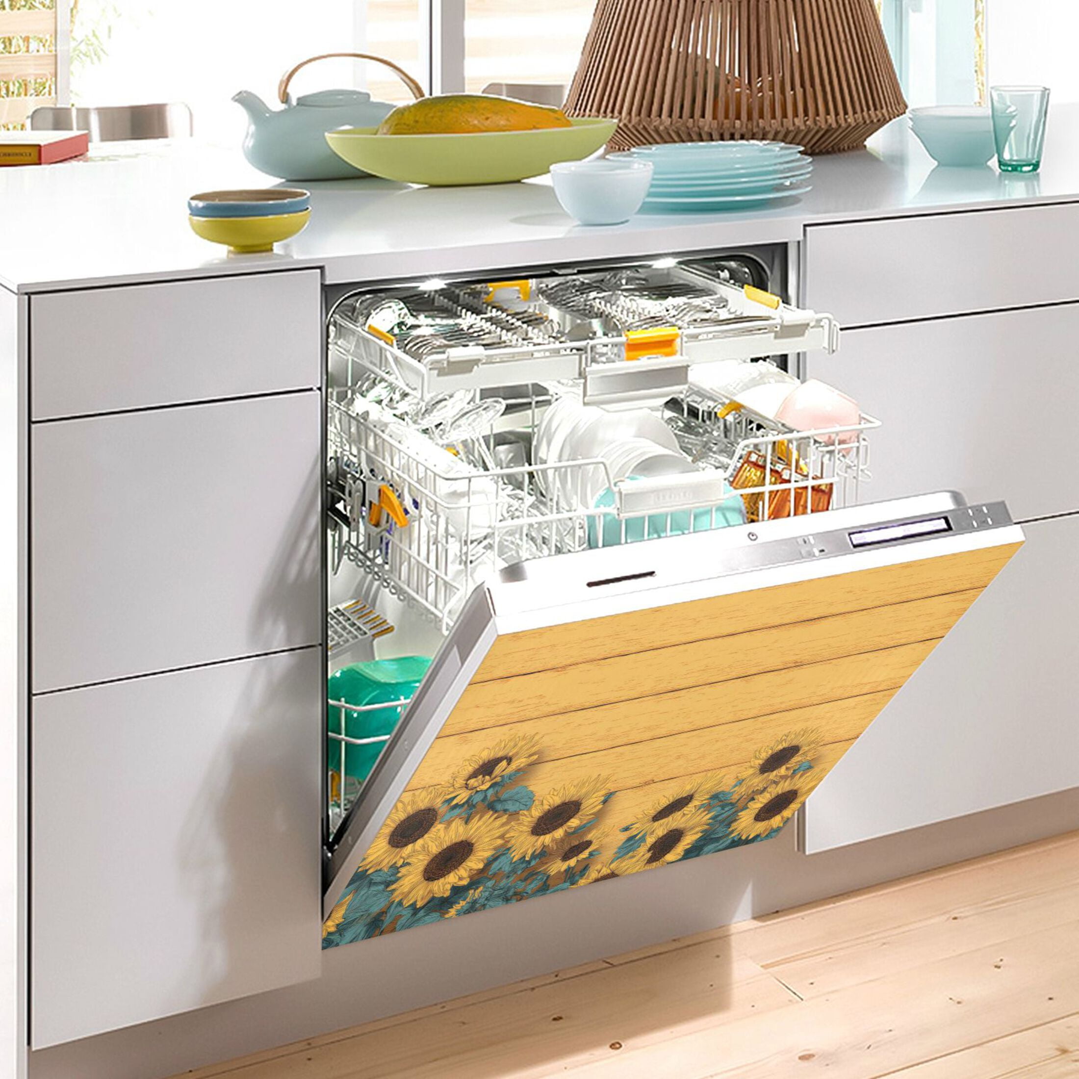 Dishwasher Magnetic Refrigerator Magnet Cover Sticker Home Decorative 23"x26" Bright Colors Sunflowers