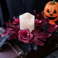 thumbnail image 4 of Halloween Candle Rings, Red Rose and Black Maple Leaf Small Wreaths, Gothic Candle Holder Rings for Pillars Table Centerpieces Party Halloween Wedding, 4 of 5