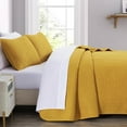 thumbnail image 3 of Chezmoi Collection Austin 3-Piece Oversized Bedspread Coverlet Set, Lightweight Reversible Bedding Cover for All Season, Mustard Yellow, King, 3 of 9