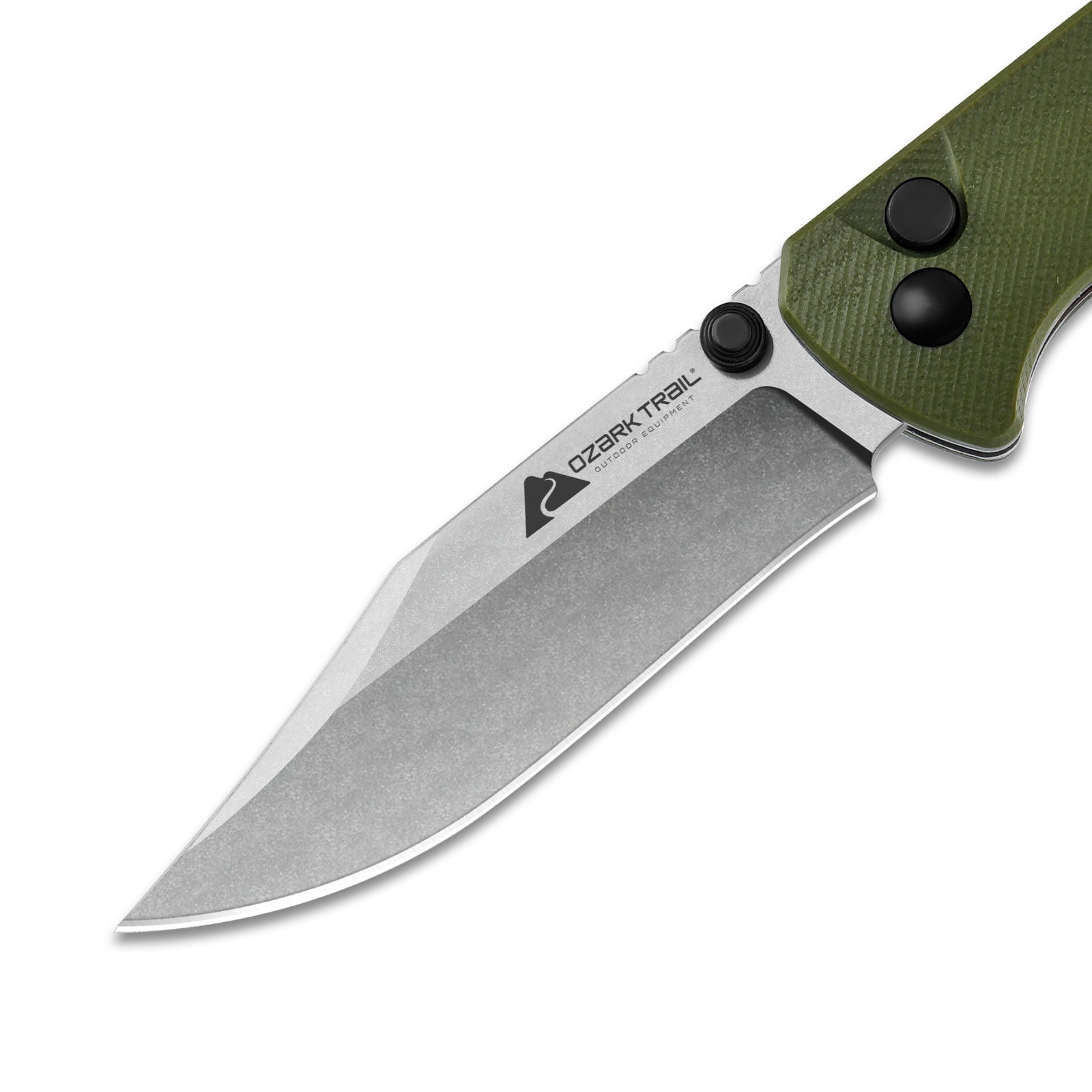 Ozark Trail 7.5 inch Button Lock Knife 3.25" 12C27 Blade Dual Clip G10 Handle Lanyard Hole