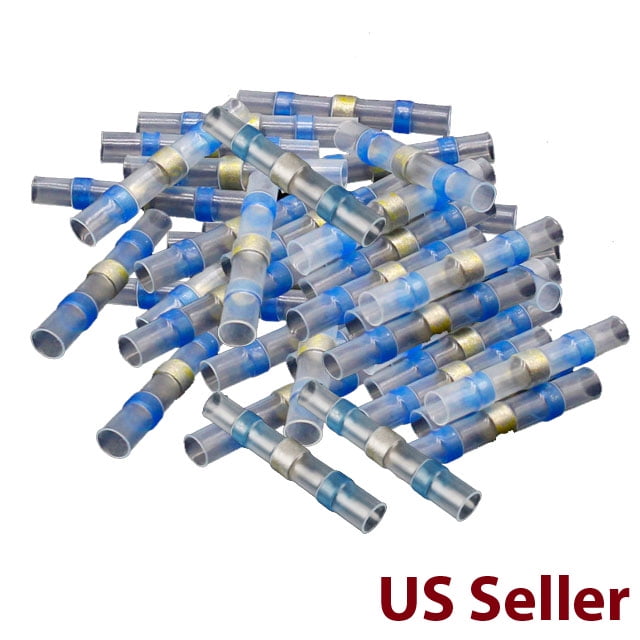 usa seller 100pcs BLUE 16-14 AWG BUTT CRIMP CONNECTORS ELECTRICAL WIRE TERMINALS 