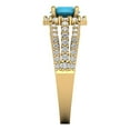 thumbnail image 3 of 1.76ct Round Cut Blue Turquoise 18k Yellow Gold Engraving Statement Bridal Wedding Halo Designer Ring Size 5.5, 3 of 5
