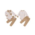thumbnail image 2 of Elippeo Baby Boys Pants Set, Long Sleeve Striped Romper with Pants Fall Outfit for Casual Daily 3 6 9 12 18 Months, 2 of 9