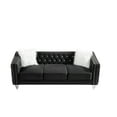 thumbnail image 4 of Gewnee Black 3-Seater Velvet Accent Chair - Solid Eucalyptus Frame, Acrylic Crystal Legs, Removable Cushions & Pillows for Living Room/Bedroom, 4 of 11
