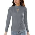thumbnail image 1 of WRKEKC Long Sleeve Shirts for Women Solid Color Double Layer Thermal Round Neck Base Top with Insulating Fabric and Smooth Exterior for Sleek Layering, 1 of 6