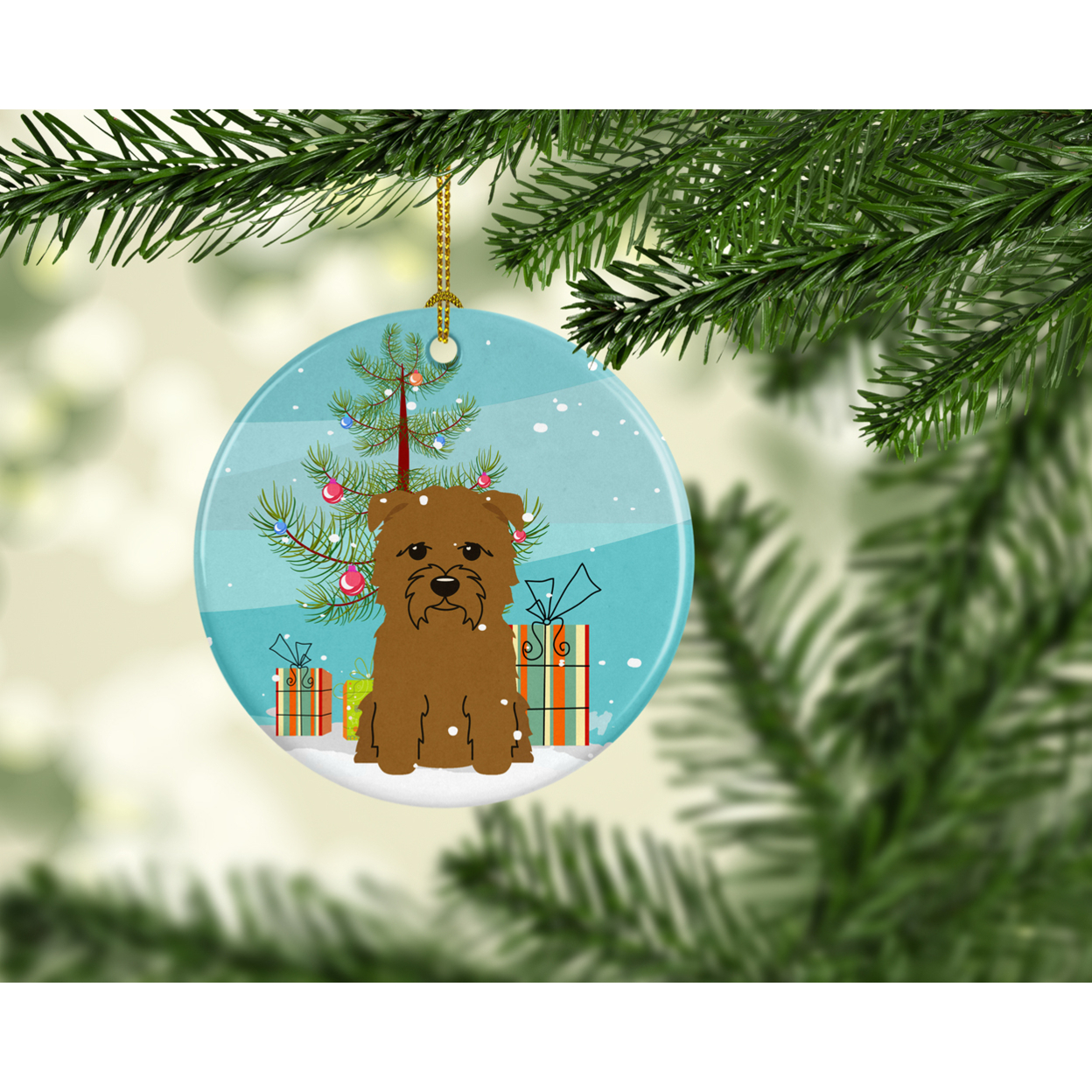 Merry Christmas Tree Glen of Imal Tan Ceramic Ornament