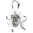 thumbnail image 1 of Enjoy the Little Things Apron, Ice Cream on the Cone with Hand Lettering Inspirational Message, Unisex Kitchen Bib with Adjustable Neck for Cooking Gardening, Adult Size, Multicolor, by Ambesonne, 1 of 4