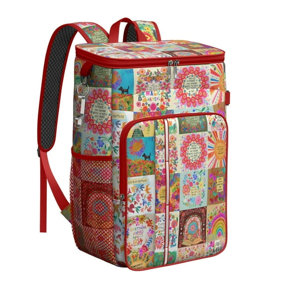 Bohemian Cooler Backpack - 20L Insulated Leakproof Bag, Vintage Fashion for Beach & Picnic