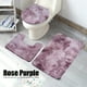 thumbnail image 4 of Alfombra De Contorno Suave, Cubierta De Tapa De Inodoro De Secado Rápido, Para Baño Amonsee rosa púrpura, 4 of 8