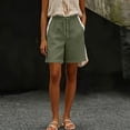 thumbnail image 5 of Cutuoiiu Women's High Waist Bermuda Shorts Solid Color Cotton Lace Trim Side Seam Drawstring Waist Casual Pocket Shorts Loose Fit Plus Size Beach Shorts for Everyday Casual Activities, 5 of 6