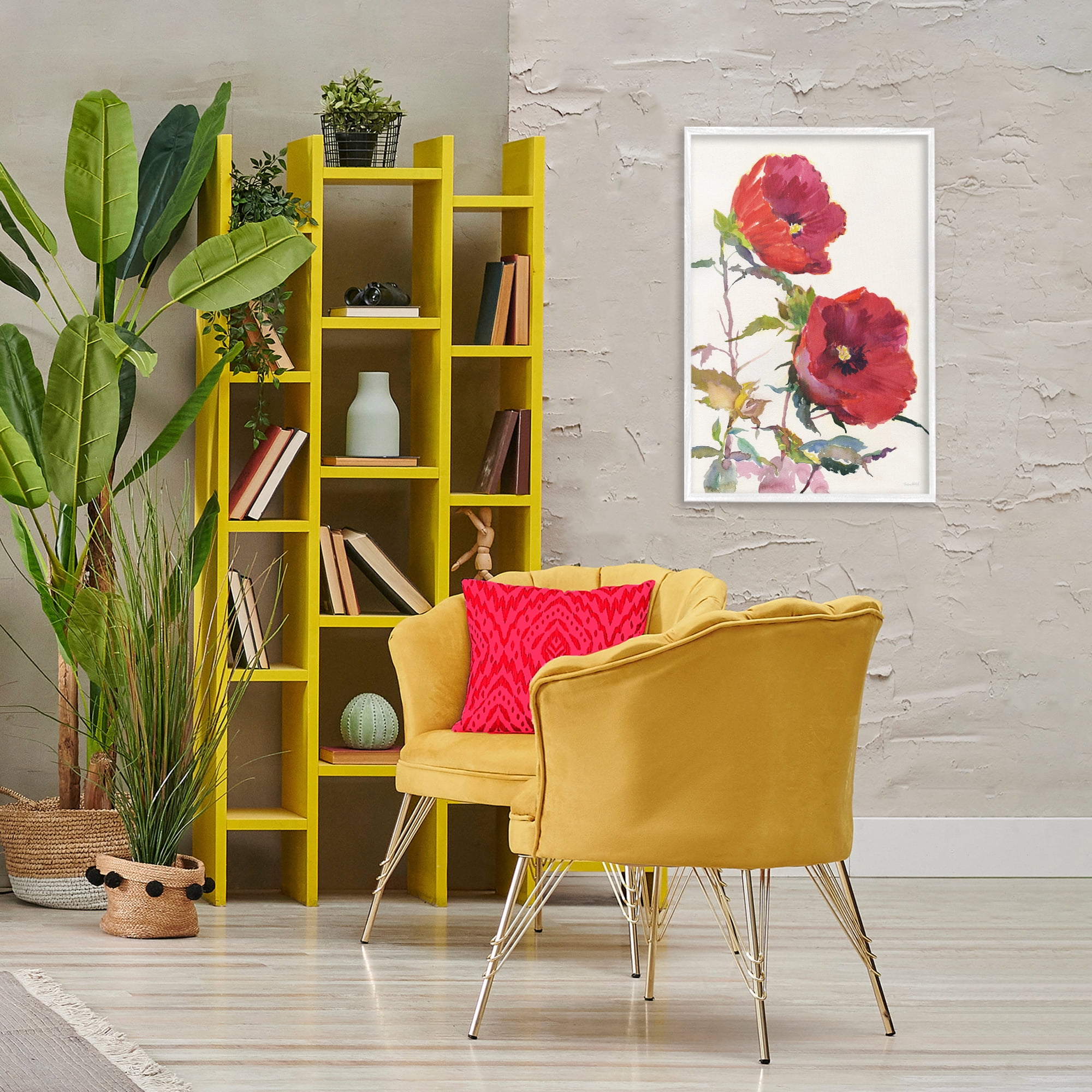 Stupell Industries Bold Red Poppies Botanical & Floral Painting White Framed Art Print Wall Art, 20 x 30