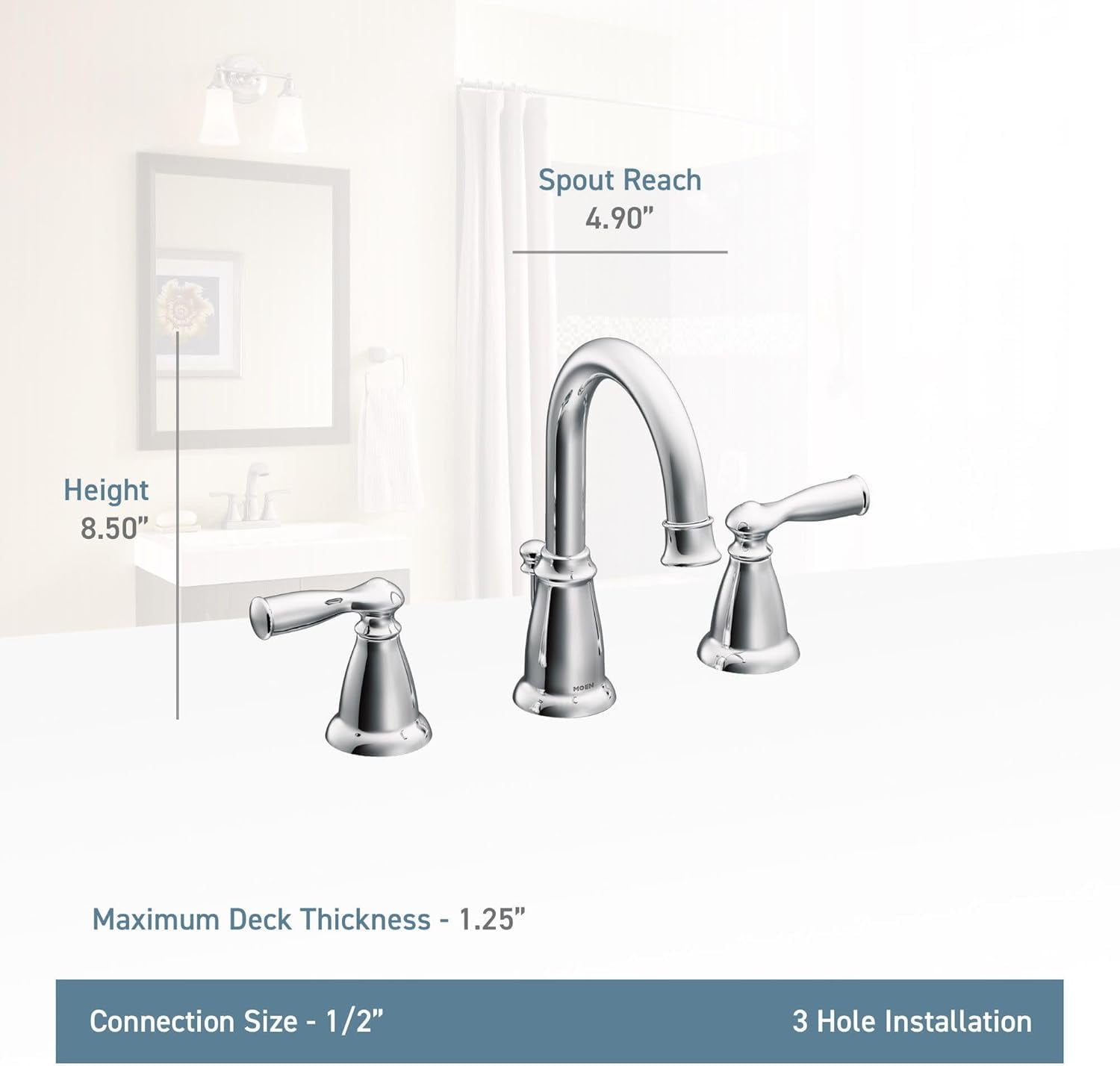 Moen WS84924BRB Banbury Two-Handle Widespread Bathroom Sink Faucet, Mediterranean Bronze