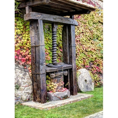 Italy, Tuscany. an Olive Oil Press on Display at a Winery in Tuscany Print Wall Art By Julie