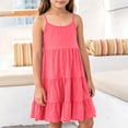 thumbnail image 4 of LEKWK Girls Tiered Casual Dress Sleeveless Spaghetti Strap Swing Sundress Lightweight Flowy Ruffle Dresses Summer Fashion Beach Vacation Boho Clothes 3-14Y, 4 of 8