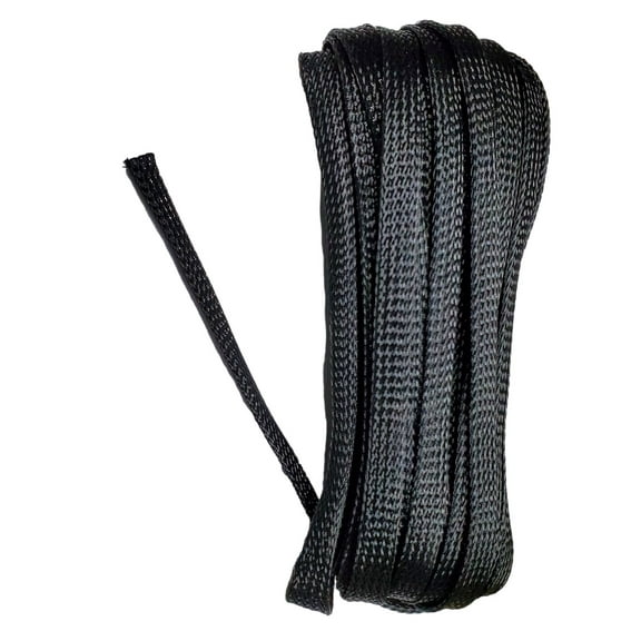 25 FT 3/8" Black Expandable Wire Cable Sleeving Sheathing Braid Loom Braided