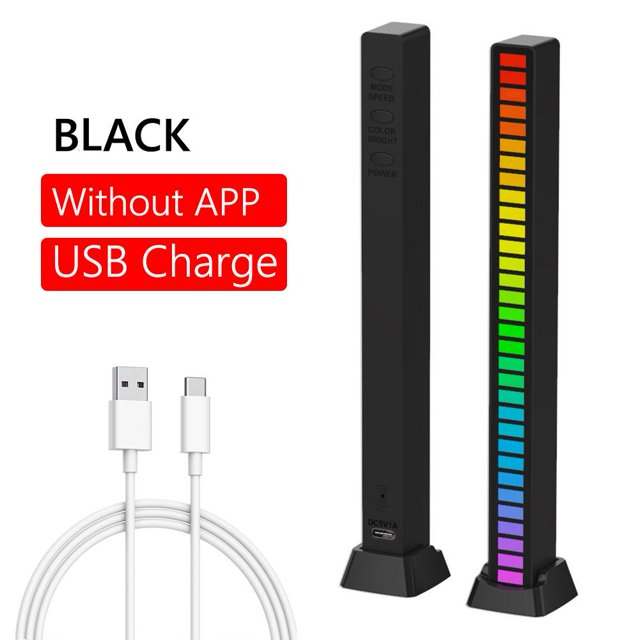 USB 5V Control de sonido Luz colorida RGB 32 LED Barra de lámpara de recogida (Negro)