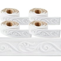 SELIVO Diy 354 X 2In Crown Molding Peel and Stick Foam White Self Adhesive Flexible Trim 3D Sticky Vintage Decorative Wallpaper Border Wall Edging Foam Baseboard Mirror Border Wall Lines Hotel Diy