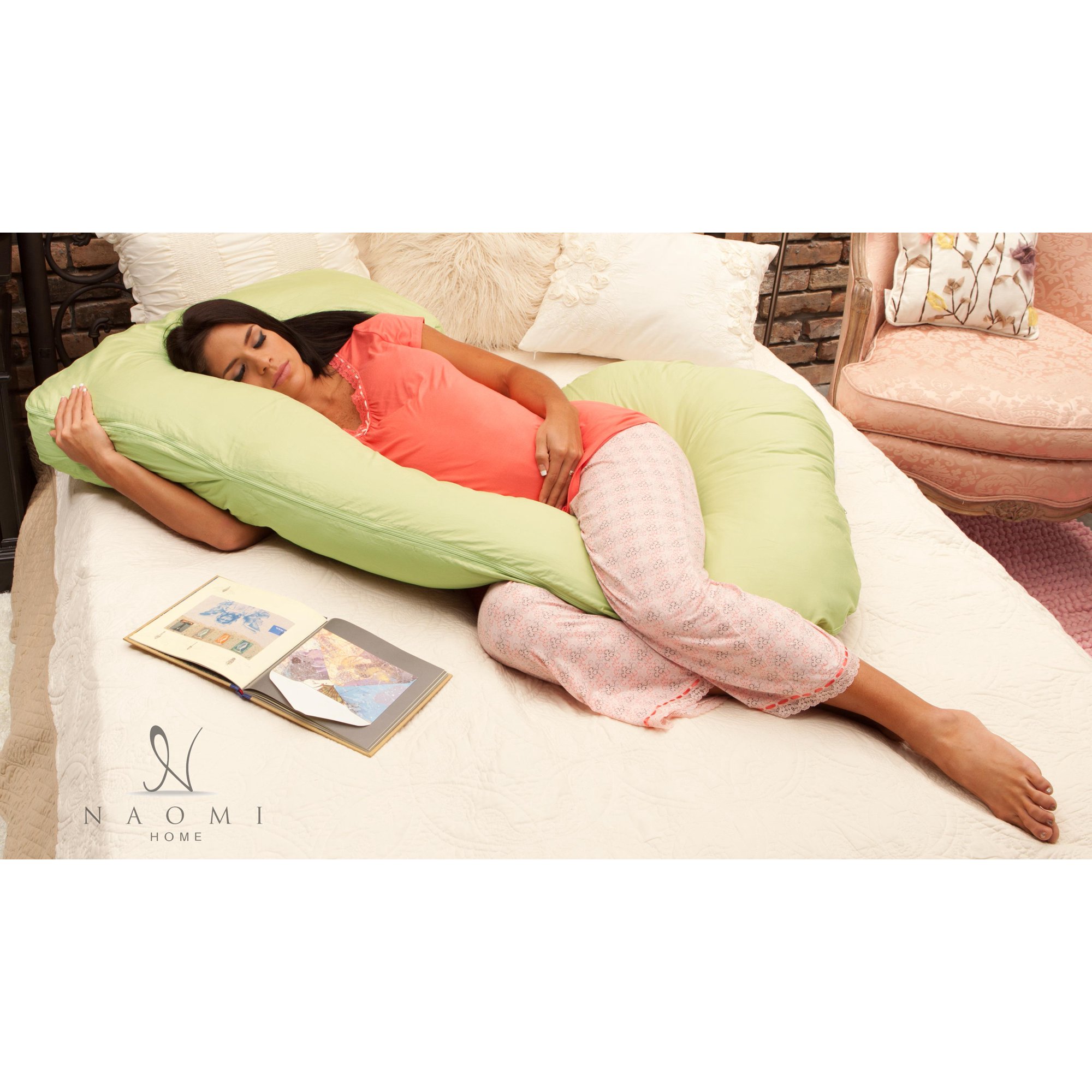 Naomi Home Cozy Hugger Body Pillow-Color:Sage