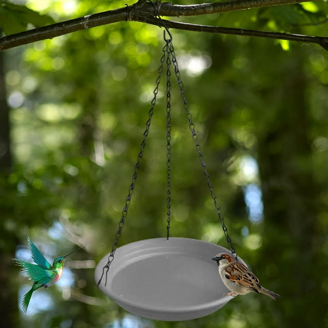 Colaxi Bird Feeder Birdbath Outdoor Weather Resistance Hanging Backyard Birdbath Hummingbird Feeding for Backyard Gift Trees Balcony Grey