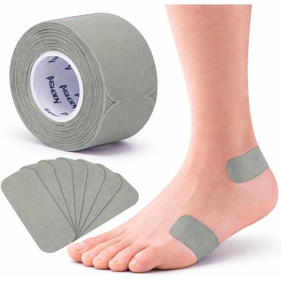 Bighorn Athletics Blister Bandages for Feet, Toes, & Hands | 67 Pre-Cut Strips, 1.1-in x 3-in | Blister Protection for Running, Hiking, Golfing & Outdoors (1-Pack, Grey)