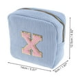 thumbnail image 2 of Unique Bargains 1 Pc Letter x Pattern Makeup Bag for Travel Blue Corduroy, 2 of 6