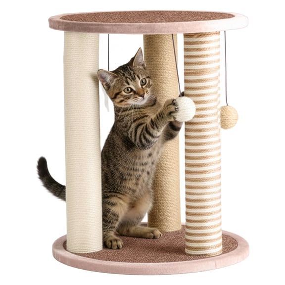 Cat Scratching Post with 3 Carpeted Scratcher Posts, Perch and Play Area, Cat Tower for Kittens and Adult Cats by PETMAKER