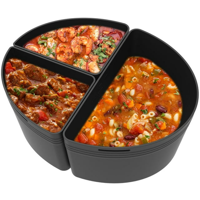 3 Pcs Séparateur de Mijoteuse Adapté à un Pot de 6 QT Séparateur de Mijoteuse Étanche Réutilisable en Silicone Résistant à la Chaleur Lavable au Lave-Vaisselle