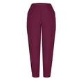 thumbnail image 5 of Dezsed Women Casual Lightweight Drawstring Capri Pants with Pockets Wide Leg Cropped Cotton Linen Pants for Women Hot Pink XL, 5 of 7