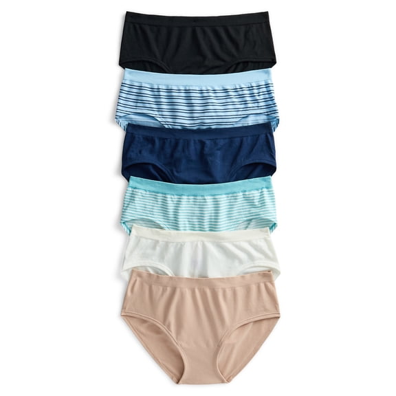 Joyspun Women's Seamless Hipster Panties, 6-Pack, Sizes XS-XXXL