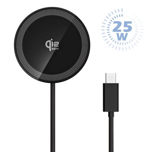 25W Wireless Charger, Charging Pad for iPhone 17 16 15 13 14 12 Series, Fast Qi2.2 Magnetic Portable Charger for AirPods 4 3 2, Strong Magnet, Ideal for Travel Home Office, Black(1 Pack)