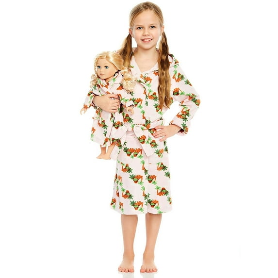 Leveret Matching Doll & Girl Christmas Fleece Sleep Robe (Size 2 Toddler-14 Years) Fits American Girl Doll