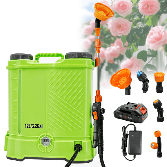 Battery Powered Backpack Sprayer, 3.2 Gallon 80 PSI Electric Garden Sprayer with 18V Battery, 5 Nozzles & Telescopic Wand for Lawn and Yard Care