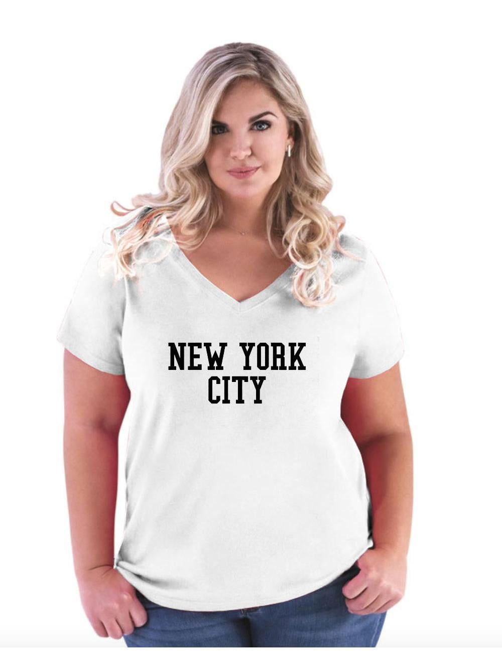 Tshirt for Women NYC Graphic V-Neck T-Shirt Women's Plus Size L XL