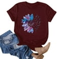 thumbnail image 5 of Red Women's Short Sleeve T-shirt, Women'S Sunflower Summer T Shirt Plus Size Loose Top Tops Girls Short Sleeve Graphic Casual T Shirt,Women's Short sleeve T-shirt M, 5 of 5