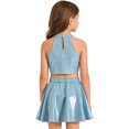 thumbnail image 2 of Miutii Kids Shiny Jazz Disco Outfits Cheer Outfit Hip Hop Dance Dress Sets for Competitions Cha-cha Light Blue 6-10, 2 of 6