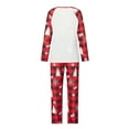 thumbnail image 4 of Elippeo Christmas Family Pajamas Matching Set Cartoon Letter Print Raglan Sleeve Tops and Elastic Plaid Pants Loungewear, 4 of 10