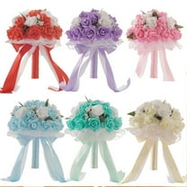 XMMSWDLA Crystal Roses Bridesmaid Wedding Bouquet Bridal Artificial Silk Flowers