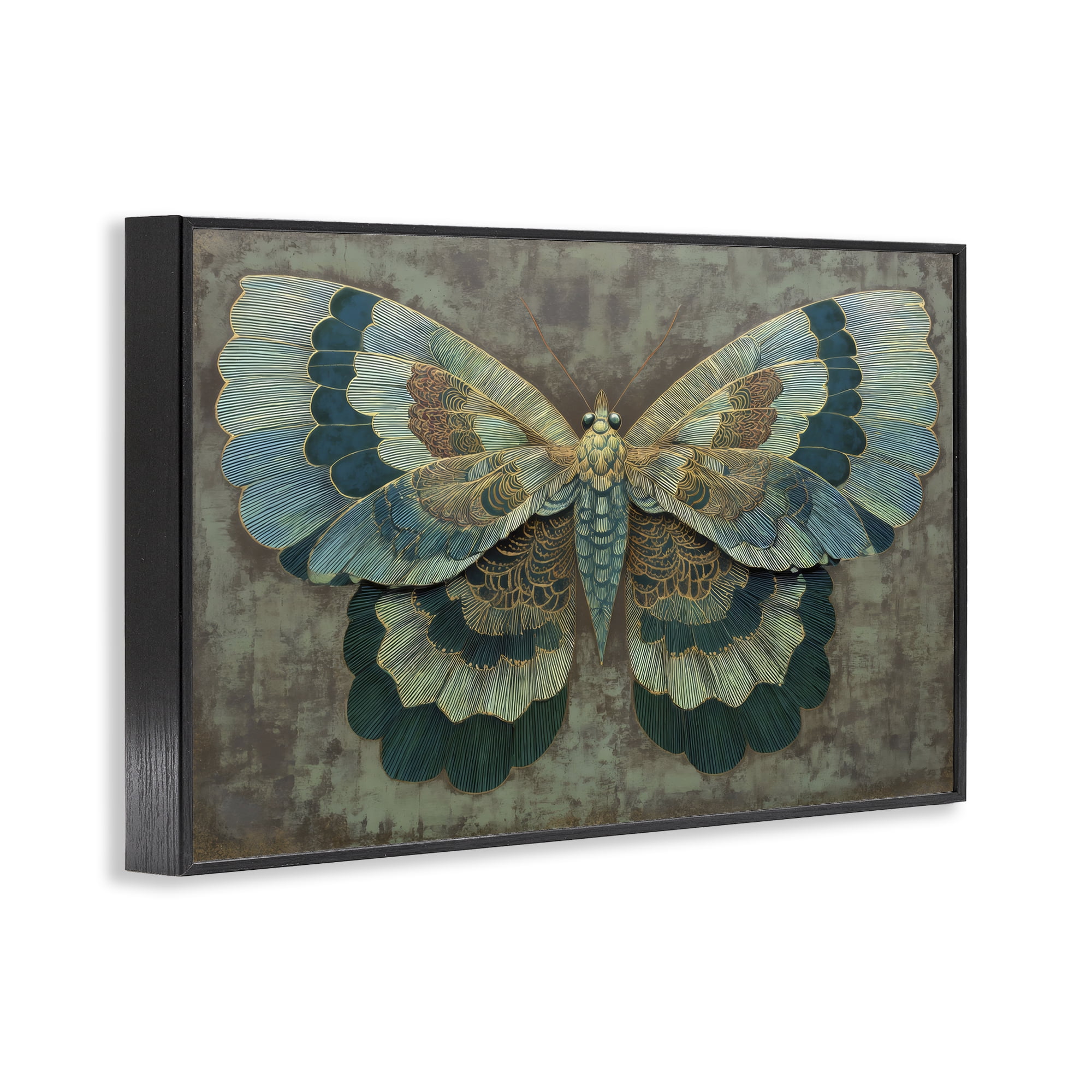 Stupell Industries Golden Jewel Butterfly Black Framed Giclee Art, design by Petal Prints Design