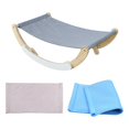 thumbnail image 3 of Cat Hammock Swing Bed Elevated Sleeping Chair for Indoor Cats Raised Floor Kitty gray and blue, 3 of 8