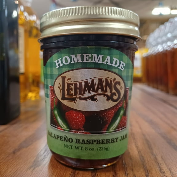 Lehman's Homemade All Natural Preserves Spread, No Preservatives, 8 Oz, Jalapeno Raspberry Jam