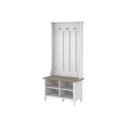 thumbnail image 1 of Bush Furniture Salinas Portemanteau avec Banc de Rangement pour Chaussures en Blanc Pur et Gris Shiplap, 1 of 11