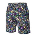 thumbnail image 4 of Salouo Purple-Gold Triangles Pattern Swim Trunks for Men,Men's Hawaiian Bathing Suit Swimsuits Quick Dry Swimming Board Shorts Beach Shorts with Pockets-X-Large, 4 of 6