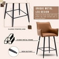thumbnail image 5 of Dayalane 26" Counter Height Bar Stools Set of 2, Modern Faux Leather Upholstered Barstools with Back and Footrest, Kitchen Island Bar Stools with Armrests for Pub Home Bar Dining Room Bistro, Brown, 5 of 12