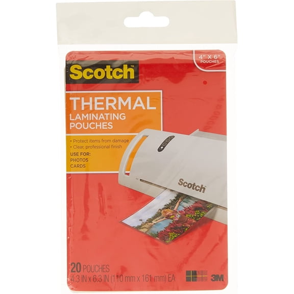 Scotch Premium Thermal Laminating Pouch 20 Pack, 4" x 6" Sheets