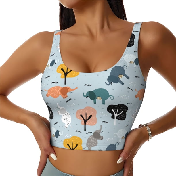 Balery Elephant Tree Sujetadores deportivos con espalda cruzada para mujer, acolchados, sin costuras, de alto impacto, ideales para yoga, gimnasio, entrenamiento y fitness.-
