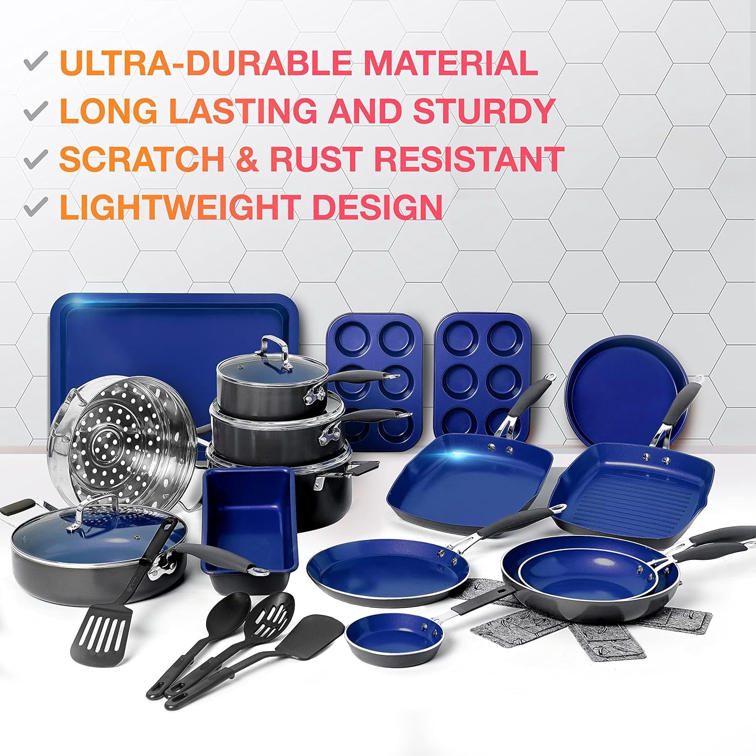 Mueller Sapphire UltraClad Kitchen Induction Pots and Pans Set Nonstick Induction Cookware Sets, 24 Piece