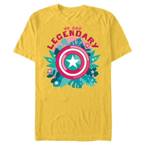 Marvel We Are Groot Captain America We Are Legendary - Short Sleeve Blended T-Shirt for Adults - Customized-Yellow