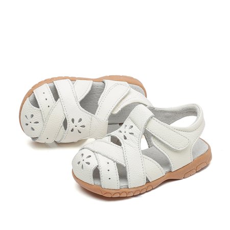 

Eyicmarn Baby Girl s Genuine Leather Sandals Closed-toe Princess Dress Sandal Anti-Slip Sole Leather Flats Shoes
